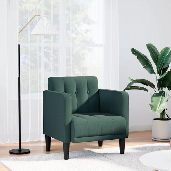 vidaXL Divano Sedia con Braccioli Verde Scuro 53 cm in Tessuto