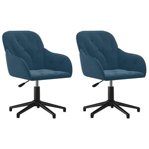vidaXL Sedie da Pranzo Girevoli 2 pz Blu in Velluto