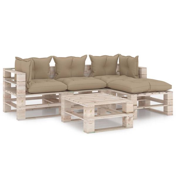 vidaXL Set Salotto Giardino su Pallet Cuscini 5 pz in Legno di Pino