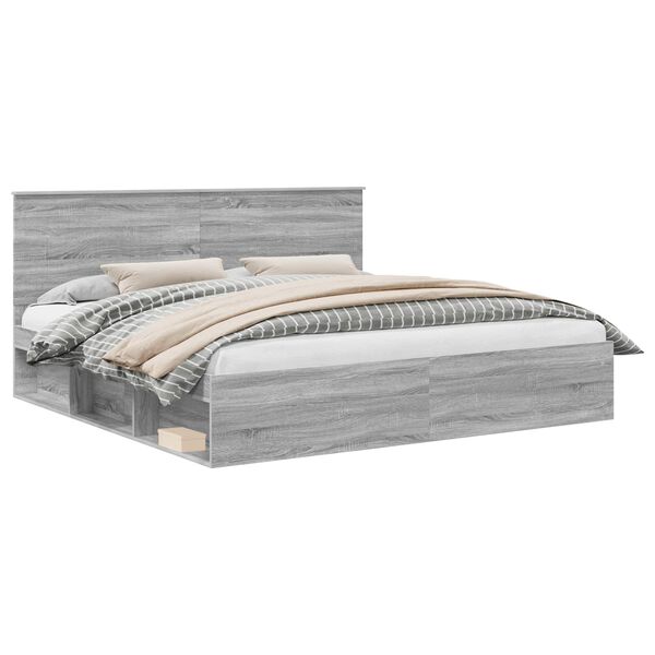 vidaXL Struttura del letto Grigio Sonoma 200 x 200 cm Pino massello