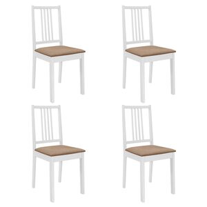 vidaXL Sedie da Pranzo con Cuscini 4 pz Bianche in Legno Massello