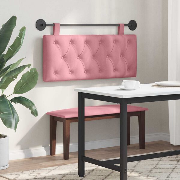 vidaXL Testata appesa Montaggio a parete Rosa 110 x 55 x 7 cm Velluto