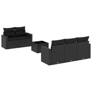 vidaXL Set Divano da Giardino 6 pz con Cuscini Nero in Polyrattan