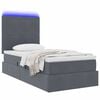 vidaXL Letto con contenitore e LED Grigio scuro 90 x 200 cm Velluto