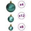 vidaXL Palline di Natale 100 pz Verdi 3 / 4 / 6 cm