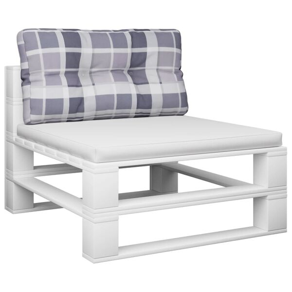 vidaXL Cuscino per Pallet a Quadri Grigi 70x40x12 cm in Tessuto