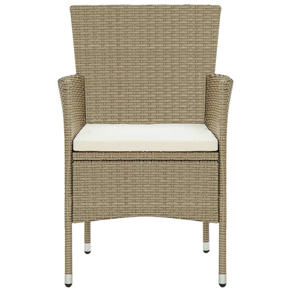vidaXL Sedie da Pranzo per Giardino 2 pz in Polyrattan Beige