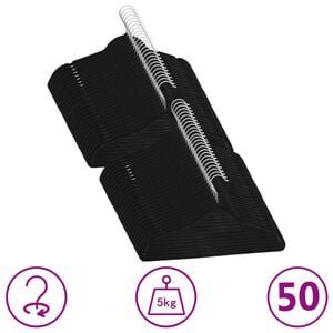 vidaXL Set Appendiabiti 50 pz Antiscivolo Nero in Velluto