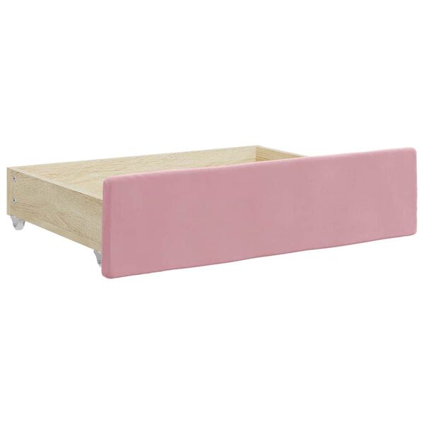 vidaXL Cassetti da Letto 2pz Rosa in Legno Multistrato e Velluto