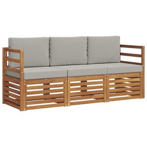 vidaXL Set divani 3 pz Grigio Naturale e Chiaro