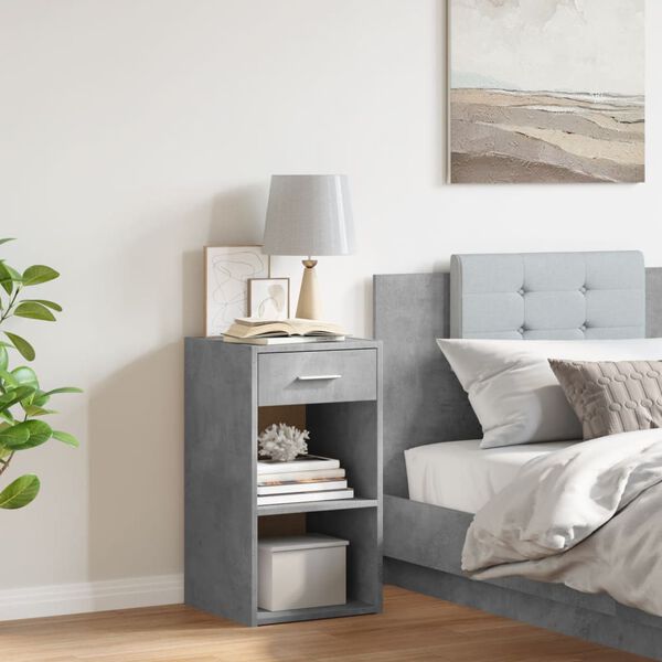 vidaXL Comodino Grigio Cemento 35x34x65 cm in Legno Multistrato