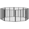 vidaXL Cancello per cani 8 pz Nero 80 x 80 cm Acciaio zincato