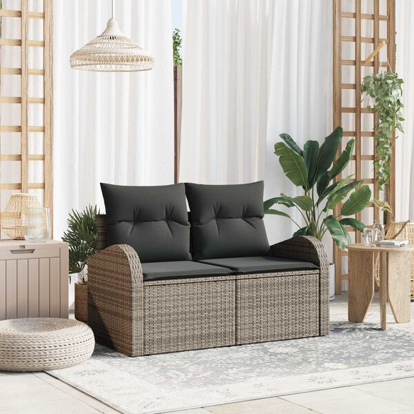 vidaXL Divano da giardino Grigio 124 x 62 x 69cm polyrattan