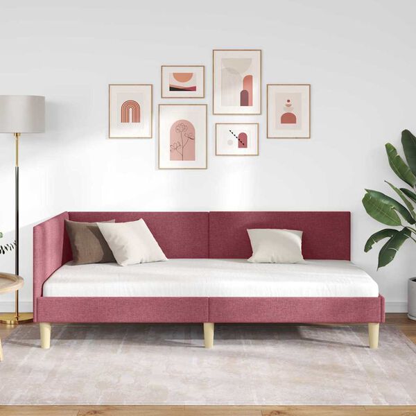vidaXL Cornice del letto ad angolo Rosso Vino 90 cm x 200 cm Velluto