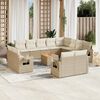 vidaXL Set Divano da Giardino 13 pz con Cuscini Beige in Polyrattan