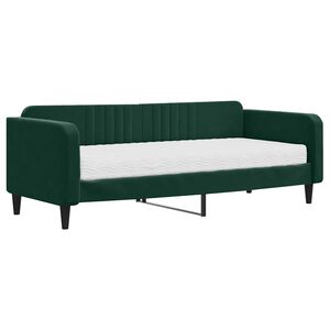 vidaXL Divano Letto con Materasso Verde Scuro 90x200 cm in Velluto