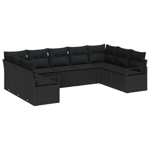 vidaXL Set di divani con cuscino 9 pcs Nero polyrattan