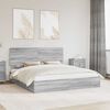 vidaXL Letto con Contenitore con testiera Grigio Sonoma 180 x 200 cm