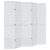 vidaXL Divisorio Ambienti 5Pannelli Bianco Legno Massello di Paulownia