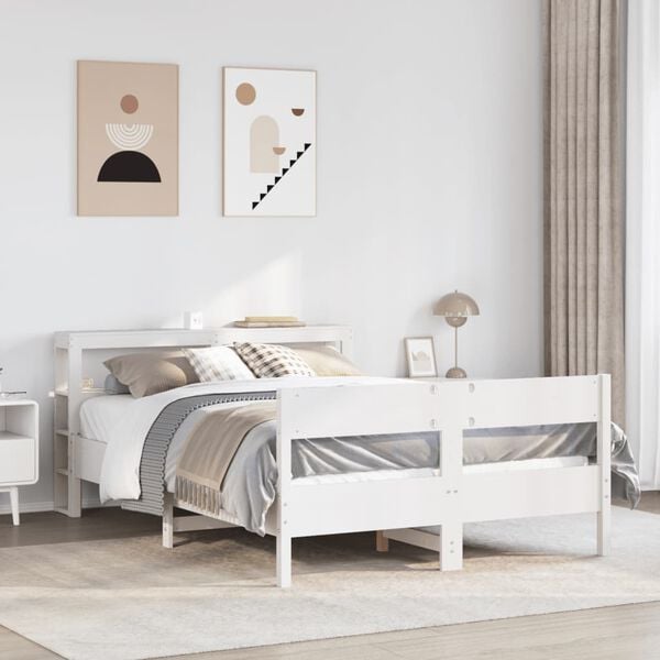 vidaXL Letto senza Materasso Bianco 150x200 cm Legno Massello di Pino