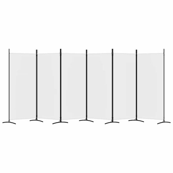 vidaXL Divisorio a 6 Pannelli Bianco 520x180 cm Tessuto
