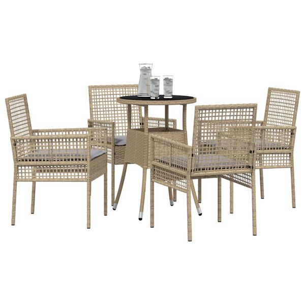 vidaXL Set da Pranzo per Giardino 5 pcs Beige Poly Rattan