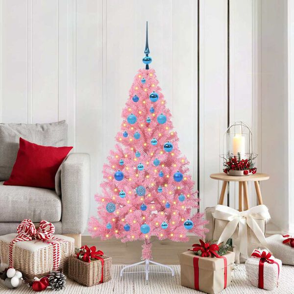 vidaXL Albero di Natale artificiale con luci integrate Rosa 150 cm PVC