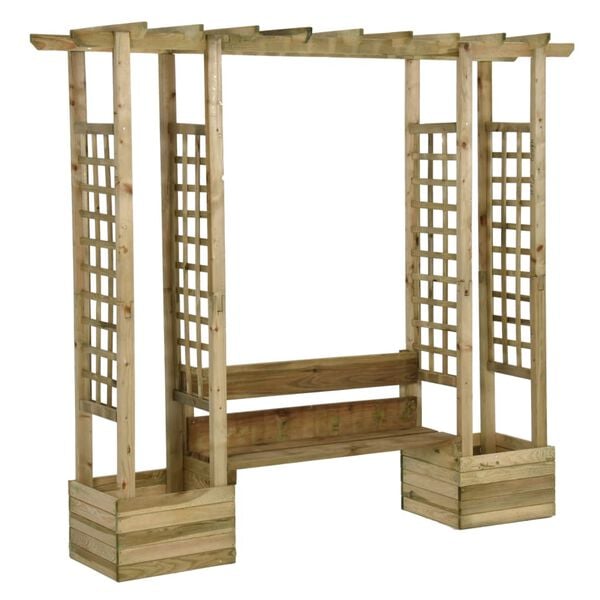 vidaXL Pergola da Giardino Panca e Vasi Legno Massello Pino Impregnato