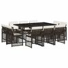 vidaXL Set da Pranzo da Giardino 11 pz con Cuscini Polyrattan Marrone