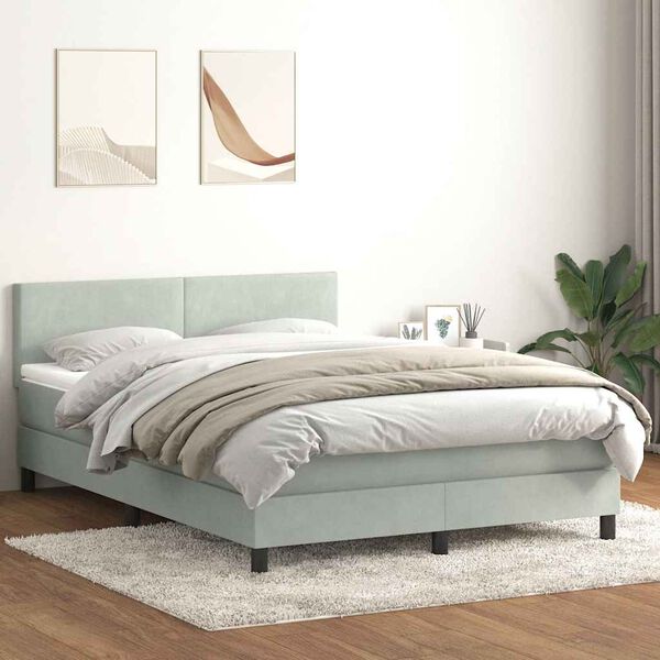 vidaXL Letto a Molle con Materasso e LED Grigio Chiaro 160x220cm Velluto