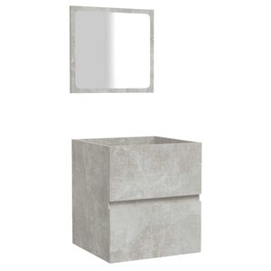 vidaXL Mobile da Bagno con Specchio Grigio Cemento Legno Multistrato