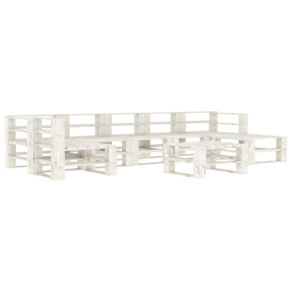 vidaXL Set Salotto da Giardino 8 pz Pallet in Legno Bianco