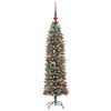 vidaXL Albero di Natale Artificiale Sottile Verde e bianco 120 cm