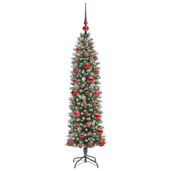 vidaXL Albero di Natale Artificiale Sottile Verde e bianco 120 cm