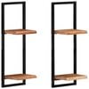 vidaXL Mensole Parete 2 pz 25x25x75 cm Legno Massello Acacia e Acciaio
