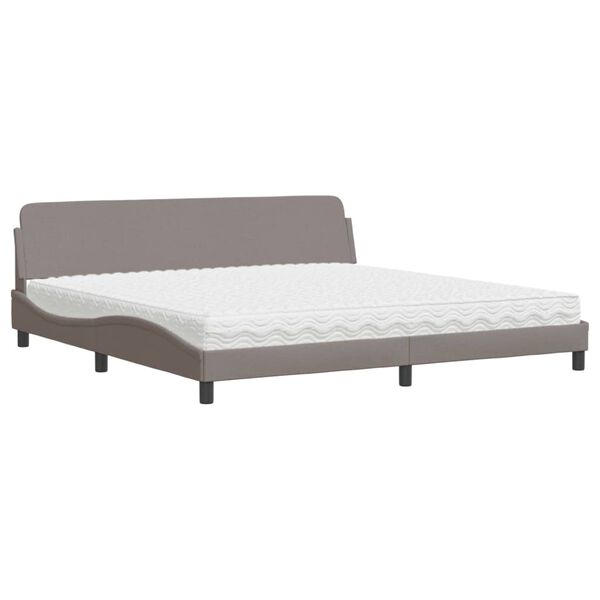 vidaXL Letto con Materasso Dover Tortora 200x200 cm in Tessuto