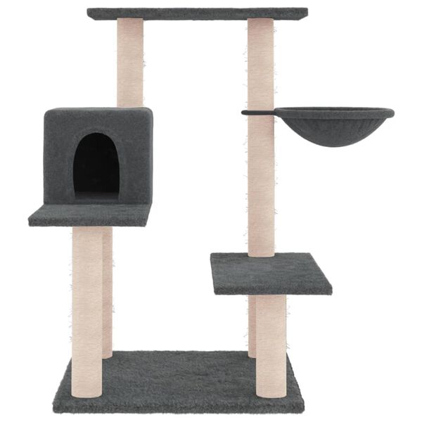 vidaXL Albero per Gatti con Tiragraffi in Sisal Grigio Scuro 82,5 cm