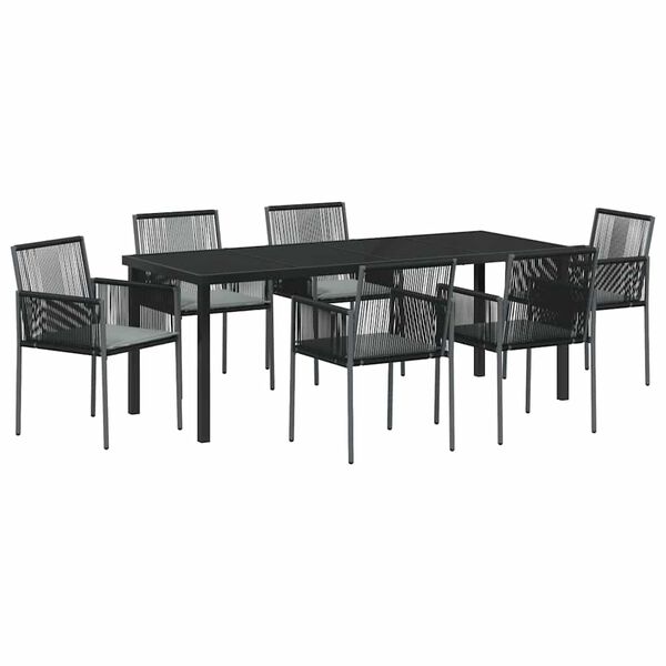 vidaXL Set da Pranzo per Giardino 7 pcs Nero Rattan in PE