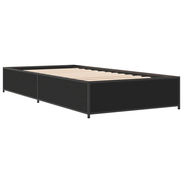 vidaXL Giroletto Nero 75x190 cm in Legno Multistrato e Metallo