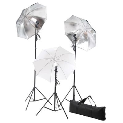 vidaXL Set di Illuminazione da Studio: Ombrelli e Treppiedi 24 Watt