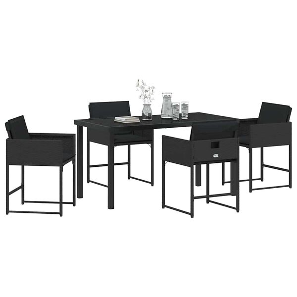 vidaXL Set da Pranzo per Giardino 5 pcs Nero polyrattan