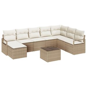vidaXL Set di divani 9 pz Beige e Crema polyrattan