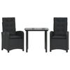 vidaXL Set da Pranzo da Giardino 3 pz con Cuscini Nero in Polyrattan