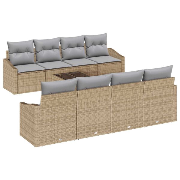 vidaXL Set di divani 9 pcs Beige e Grigio Chiaro polyrattan
