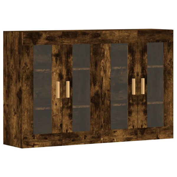 vidaXL Armadietti a Parete 2 pz Rovere Fumo in Legno Multistrato