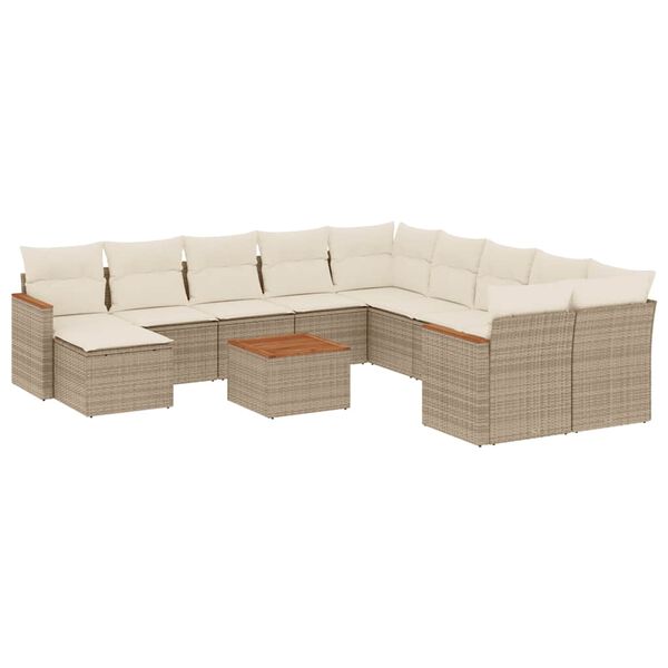 vidaXL Set Divani da Giardino 12 pz con Cuscini Beige in Polyrattan