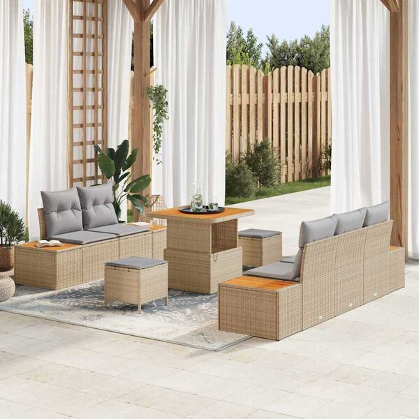 vidaXL Set Divano da Giardino con cuscino 8 pcs Beige e Grigio Chiaro