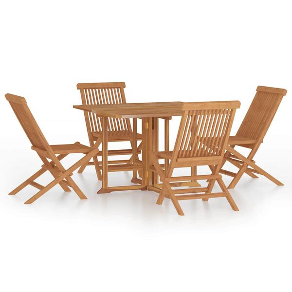 vidaXL Set da Pranzo Pieghevole per Esterni 5pz Legno Massello di Teak