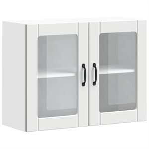 vidaXL Pensile da Cucina con Porta in Vetro Lucca Bianco Truciolato