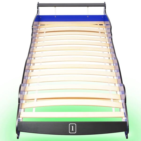 vidaXL Letto con Luci LED per Bambino Auto da Corsa 90x200 cm Blu